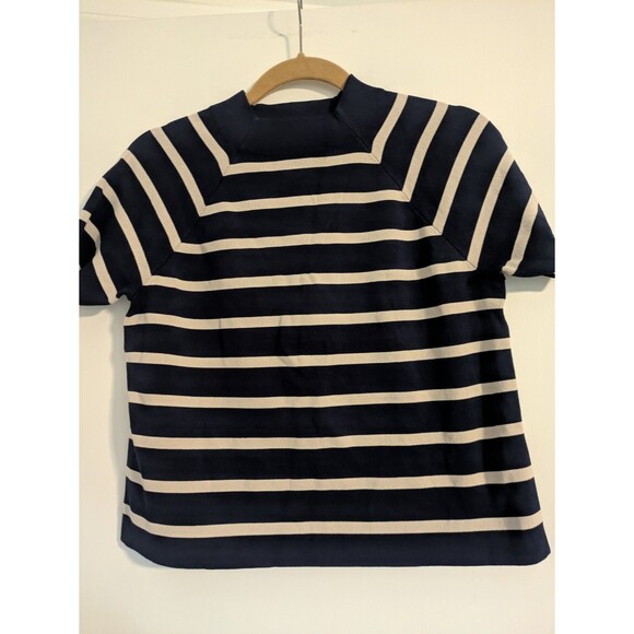 Lauren Ralph Women’s Striped Short-Sleeve Sweater French Navy/Mascarpone XL - Picture 8 of 8